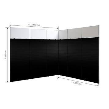 Sejemska stojnica FlexiSlot® „Style-Black” 2.850 x 2.800 mm kotna stojnica